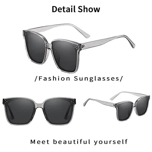 Dollger Oversized Square Sunglasses for Women Men Trendy Polarized UV Protection Large Shades Grey thumbnail 5