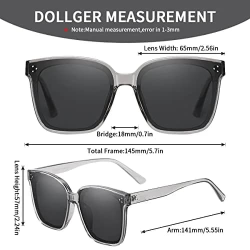 Dollger Oversized Square Sunglasses for Women Men Trendy Polarized UV Protection Large Shades Grey thumbnail 6