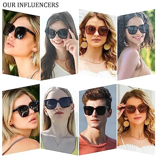 Dollger Oversized Square Sunglasses for Women Men Trendy Polarized UV Protection Large Shades Grey thumbnail 2