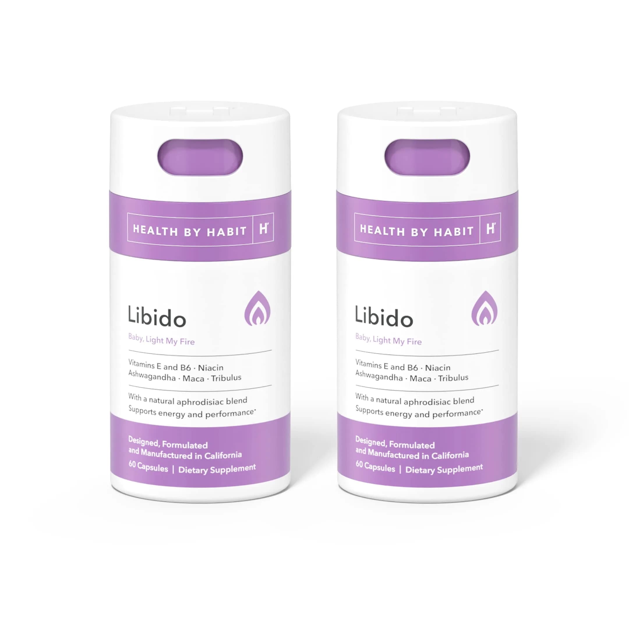 Health By Habit Libido Blend 2 Pack (60 Capsules) | Natural Aphrodisiac with Maca & Ashwagandha — (120 Capsules)