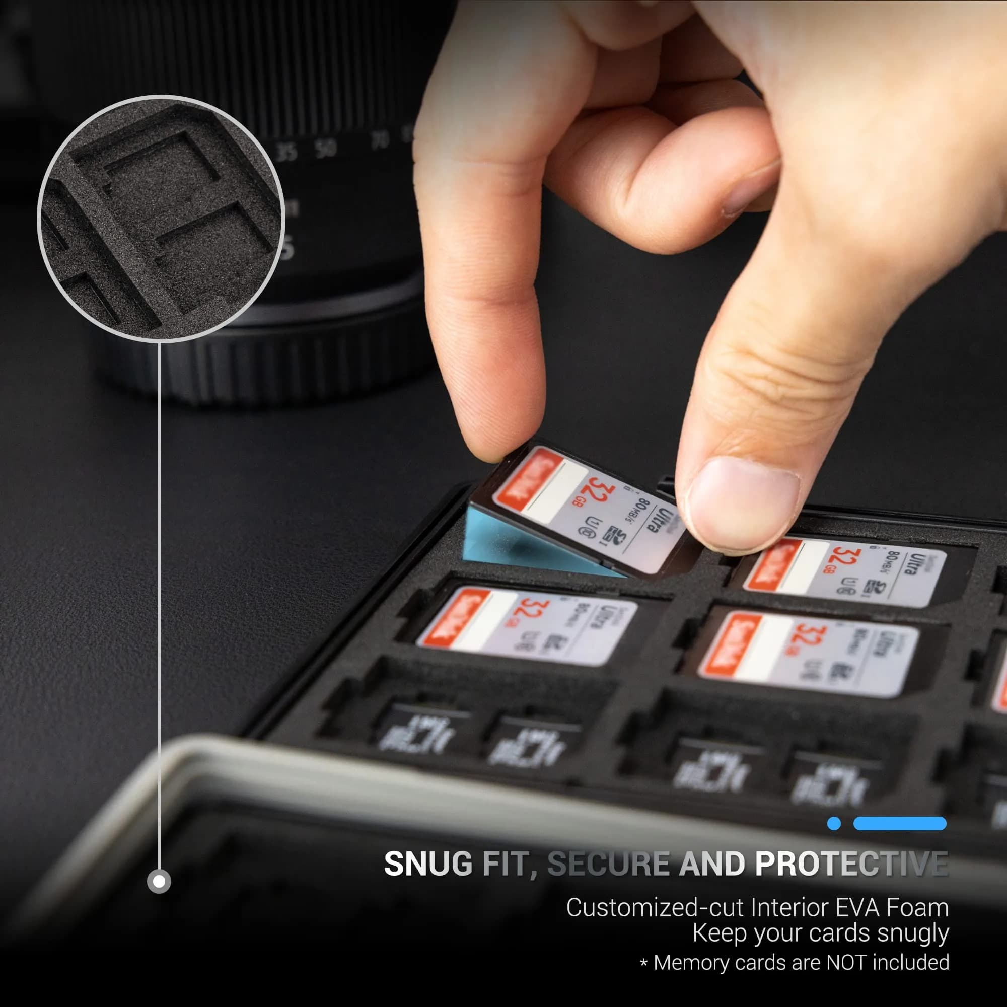 JJC High Capacity Memory Card Case for 36 Micro SD and 18 SD Cards | Water-Resistant, Anti-Shock, Anti-Dust Organizer - view 2