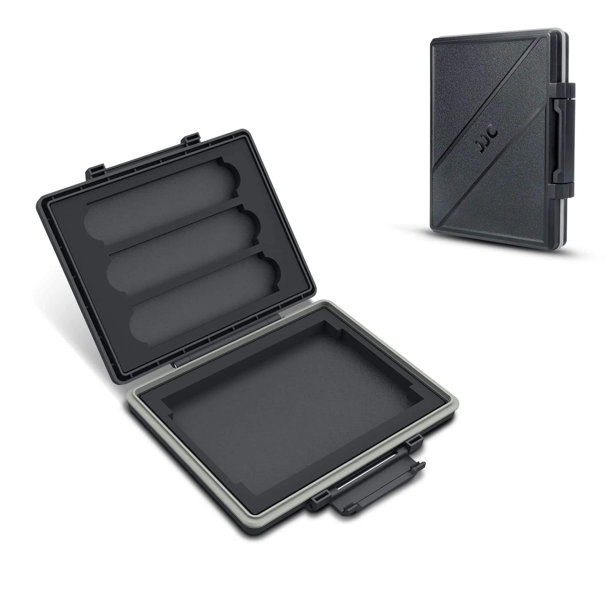 JJC M.2 NVMe SSD & 2.5 inch SSD Carrying Case | Water Resistant, Shockproof, 4-Slot Organizer — 4 Slots for 3 x M.2 2280, 2.5 inch SSD