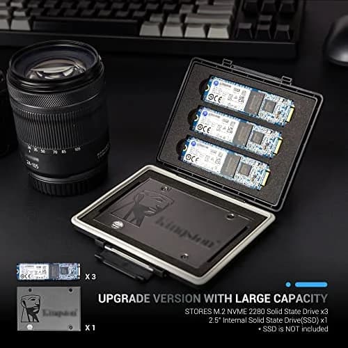 JJC M.2 NVMe SSD & 2.5 inch SSD Carrying Case | Water Resistant, Shockproof, 4-Slot Organizer thumbnail 4