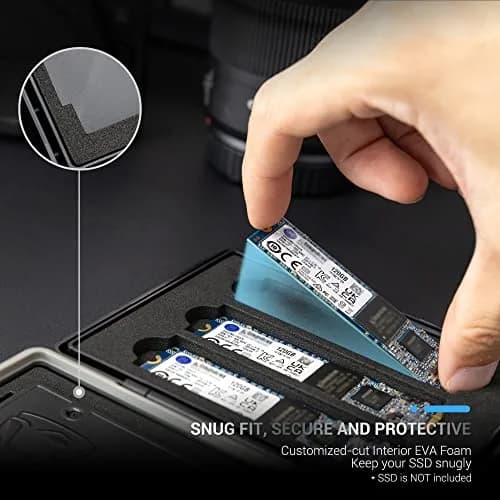 JJC M.2 NVMe SSD & 2.5 inch SSD Carrying Case | Water Resistant, Shockproof, 4-Slot Organizer thumbnail 2