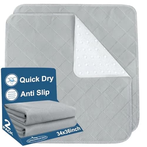 SPRINGSPIRIT Washable Waterproof Bed Pads 34'' x 36'' (2-Pack, Grey) | Absorbent & Non-Slip for Incontinence thumbnail 1