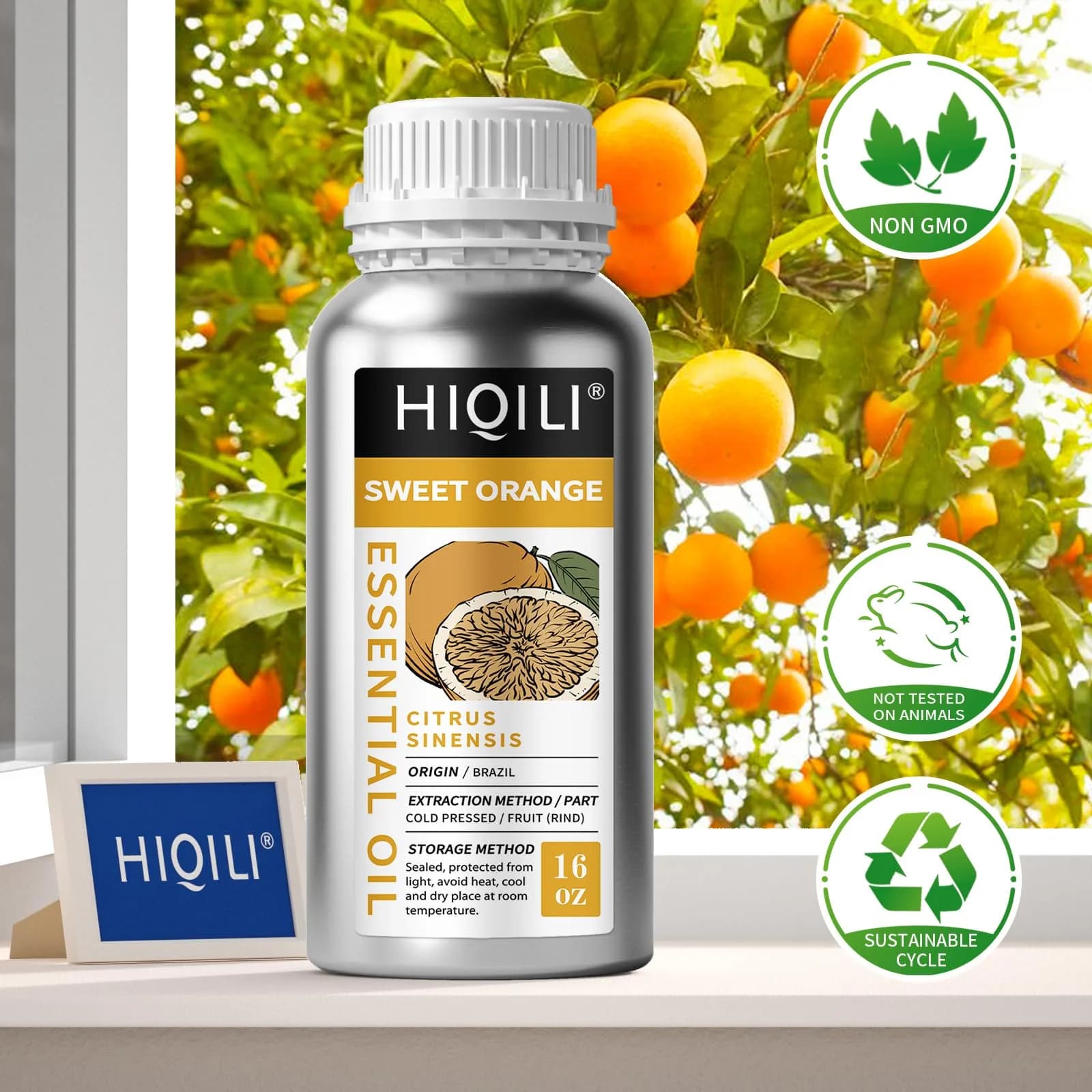 HIQILI Sweet Orange Essential Oil, Large 16 Fl Oz (500ml) | USA Imported Aromatherapy Grade - view 6