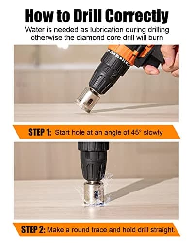 Semderm Diamond Hole Saw Set 10 PCS 3mm-30mm (1/4"-1 1/5") | Cuts Glass, Tile, Stone, Granite thumbnail 6