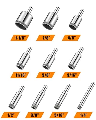 Semderm Diamond Hole Saw Set 10 PCS 3mm-30mm (1/4"-1 1/5") | Cuts Glass, Tile, Stone, Granite thumbnail 2