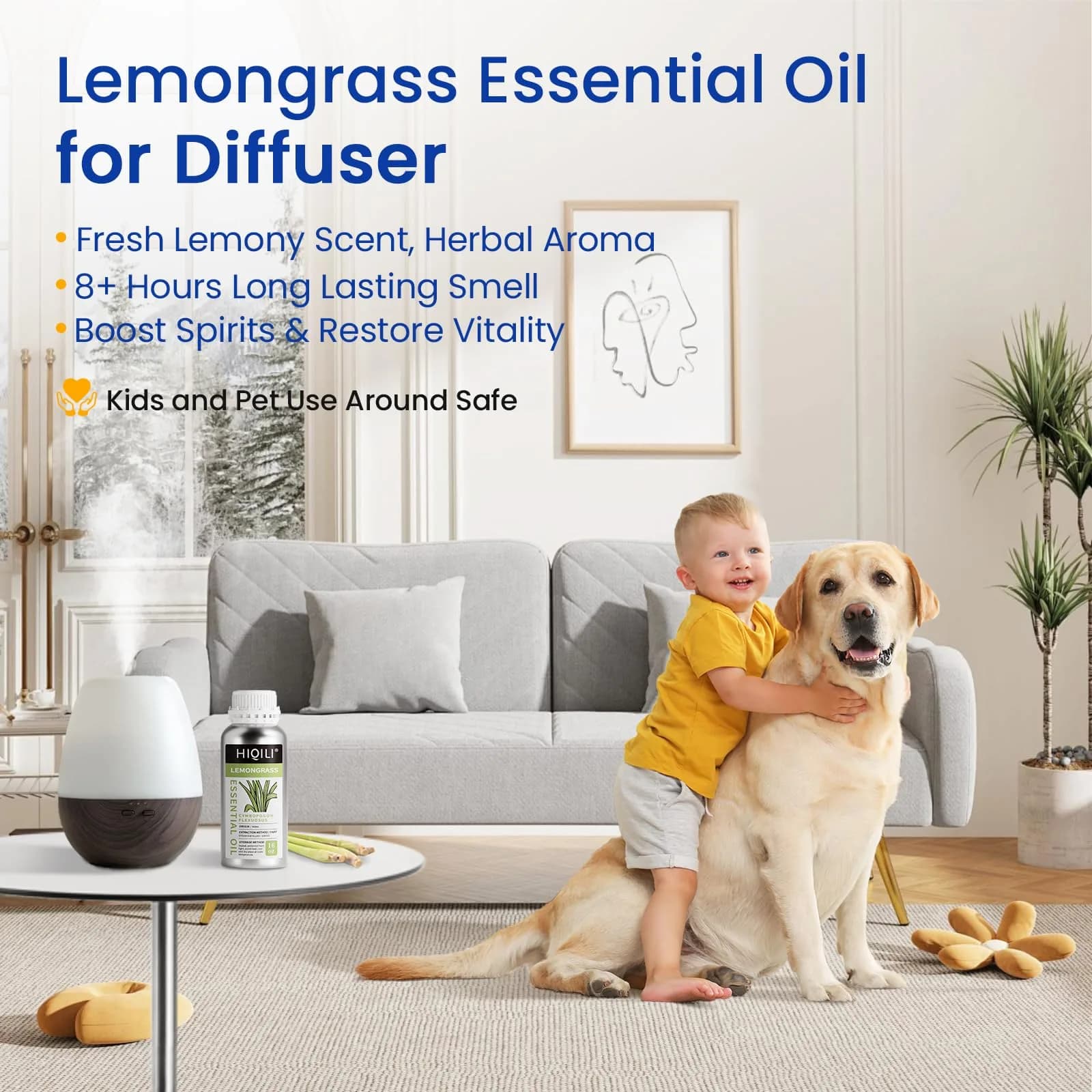 HIQILI Lemongrass Essential Oil, 475ml (16 Fl Oz) | Pure Citrus Aroma for Diffusers & DIY - view 2