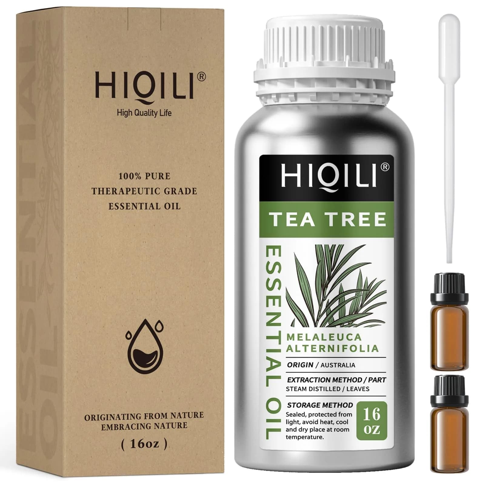 HIQILI Tea Tree Oil 16 Fl Oz (473 ml) | Pure Steam-Distilled for Skin, Hair, DIY & Home - main product image