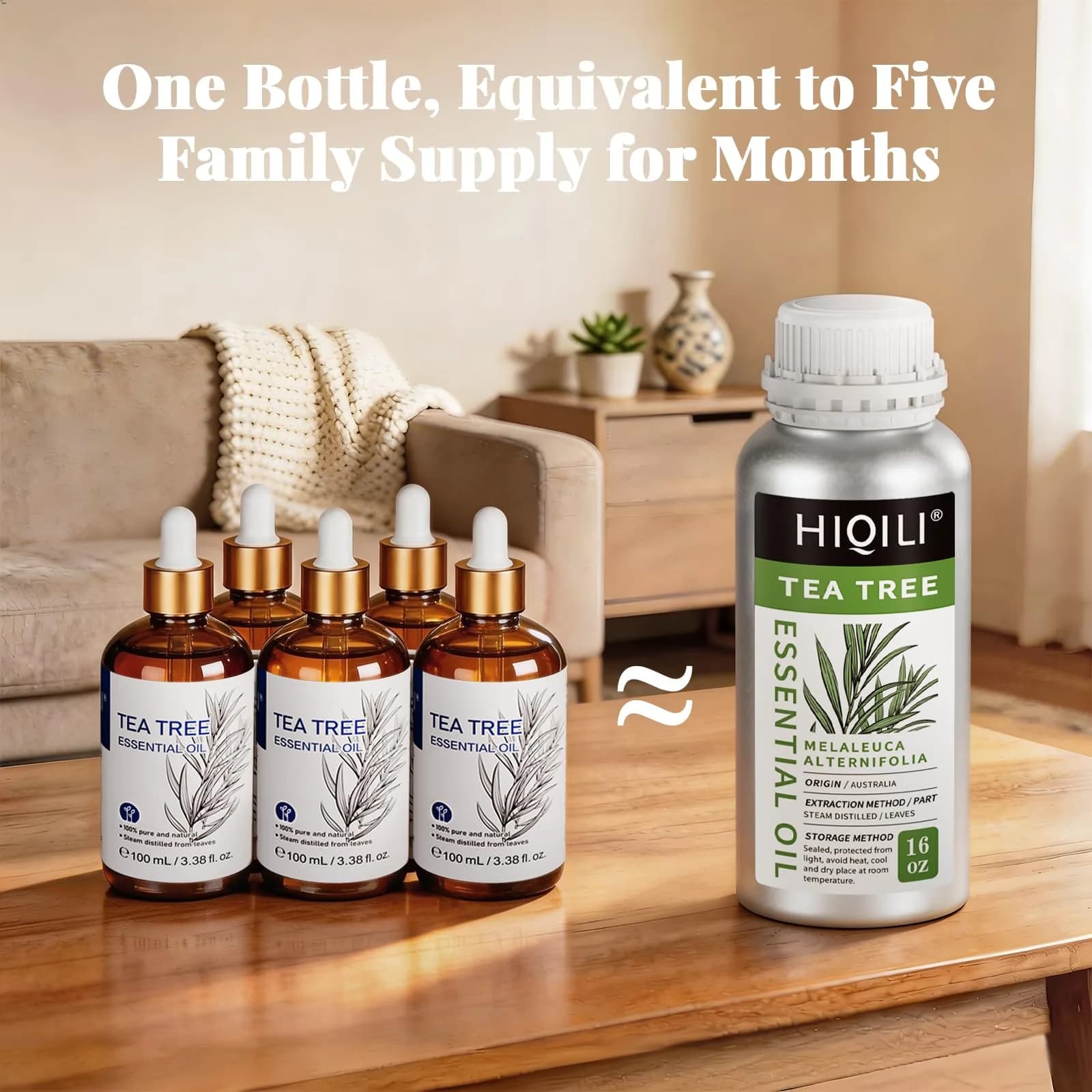 HIQILI Tea Tree Oil 16 Fl Oz (473 ml) | Pure Steam-Distilled for Skin, Hair, DIY & Home - view 2