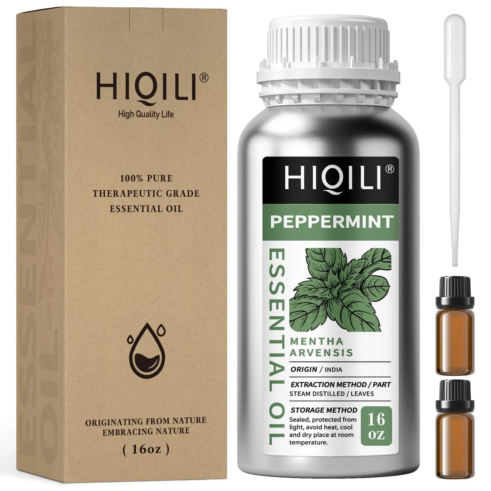 HIQILI Peppermint Essential Oil 475ml (16 Fl Oz) | Natural Aromatic Oil for Air Freshening & DIY - main product image