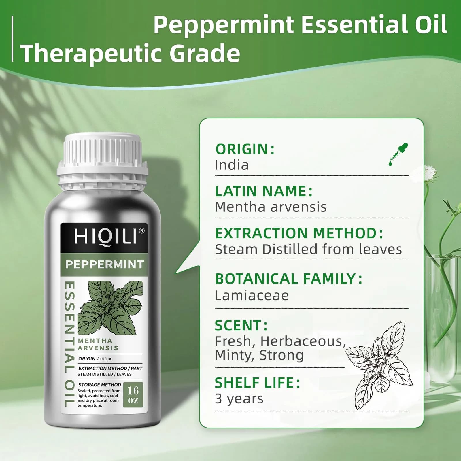 HIQILI Peppermint Essential Oil 473ml (16 Fl Oz) | USA-Sourced for Air Freshening, DIY & Aromatherapy - view 3