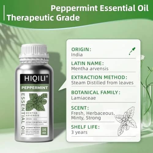 HIQILI Peppermint Essential Oil 473ml (16 Fl Oz) | USA-Sourced for Air Freshening, DIY & Aromatherapy thumbnail 3