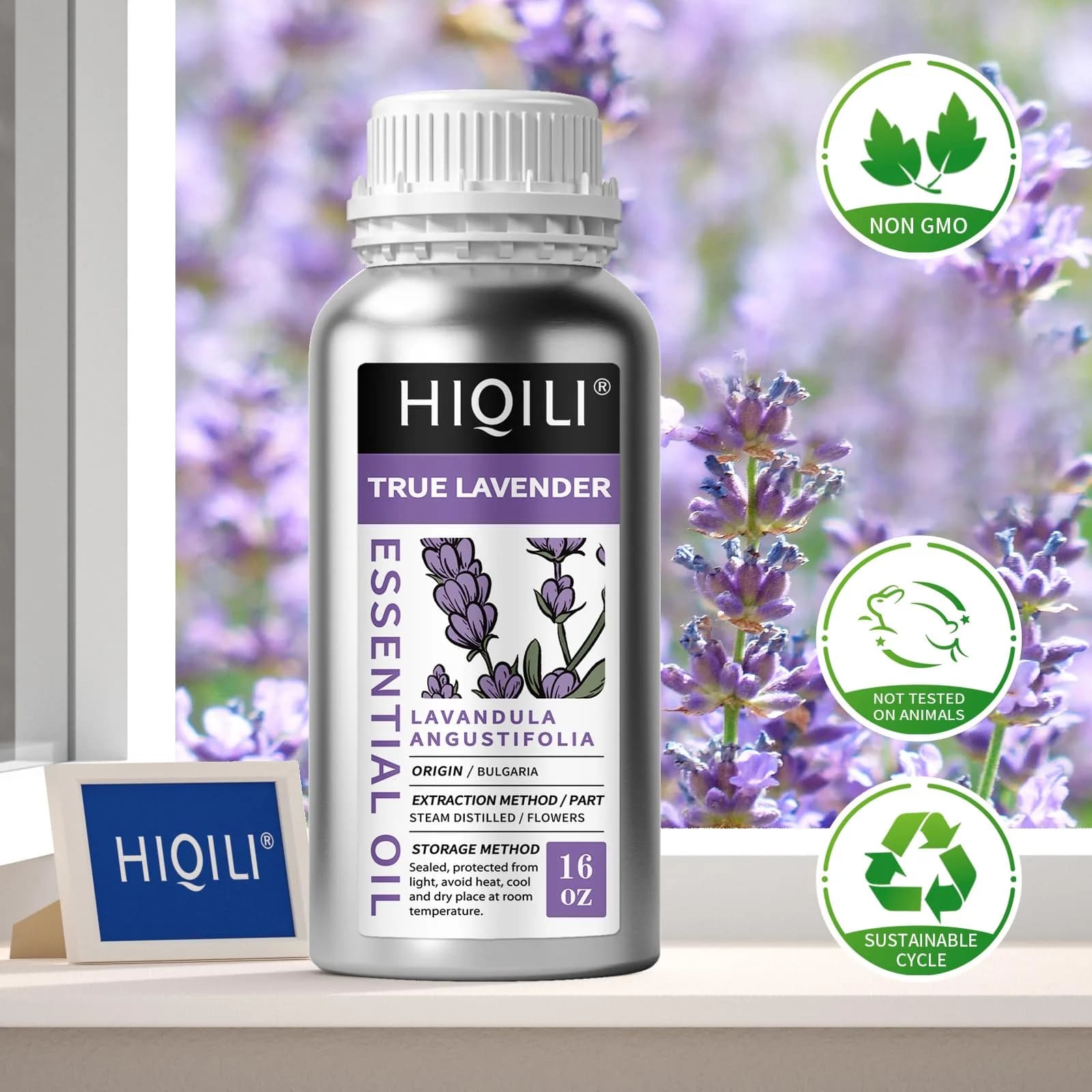 HIQILI Natural Lavender Essential Oil 475ml (16 fl oz) | Large Capacity for Aromatherapy & DIY - view 6