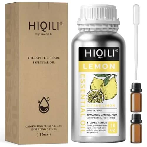 HIQILI Lemon Essential Oil 473ml (16 Fl Oz) | Fresh Citrus Aroma for Cleaning & Aromatherapy thumbnail 1