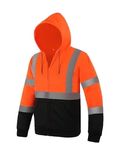 sesafety High Visibility Safety Sweatshirt for Men, Class 3 Reflective Zippered Hoodie, Hi-Vis Safety Hoodie with Black Bottom | ANSI 107 Type R Class 3 thumbnail 1