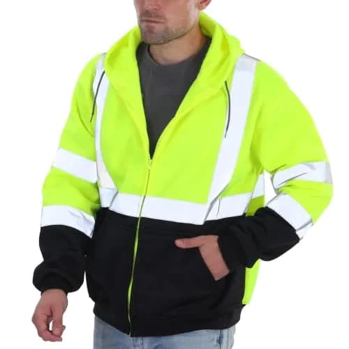 sesafety High Visibility Safety Sweatshirt for Men, Class 3 Reflective Hoodie, Yellow-204 | ANSI 107 Type R Class 3 Compliant (70-120 chars) thumbnail 1