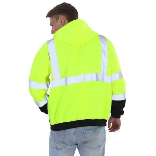 sesafety High Visibility Safety Sweatshirt for Men, Class 3 Reflective Hoodie, Yellow-204 | ANSI 107 Type R Class 3 Compliant (70-120 chars) thumbnail 2