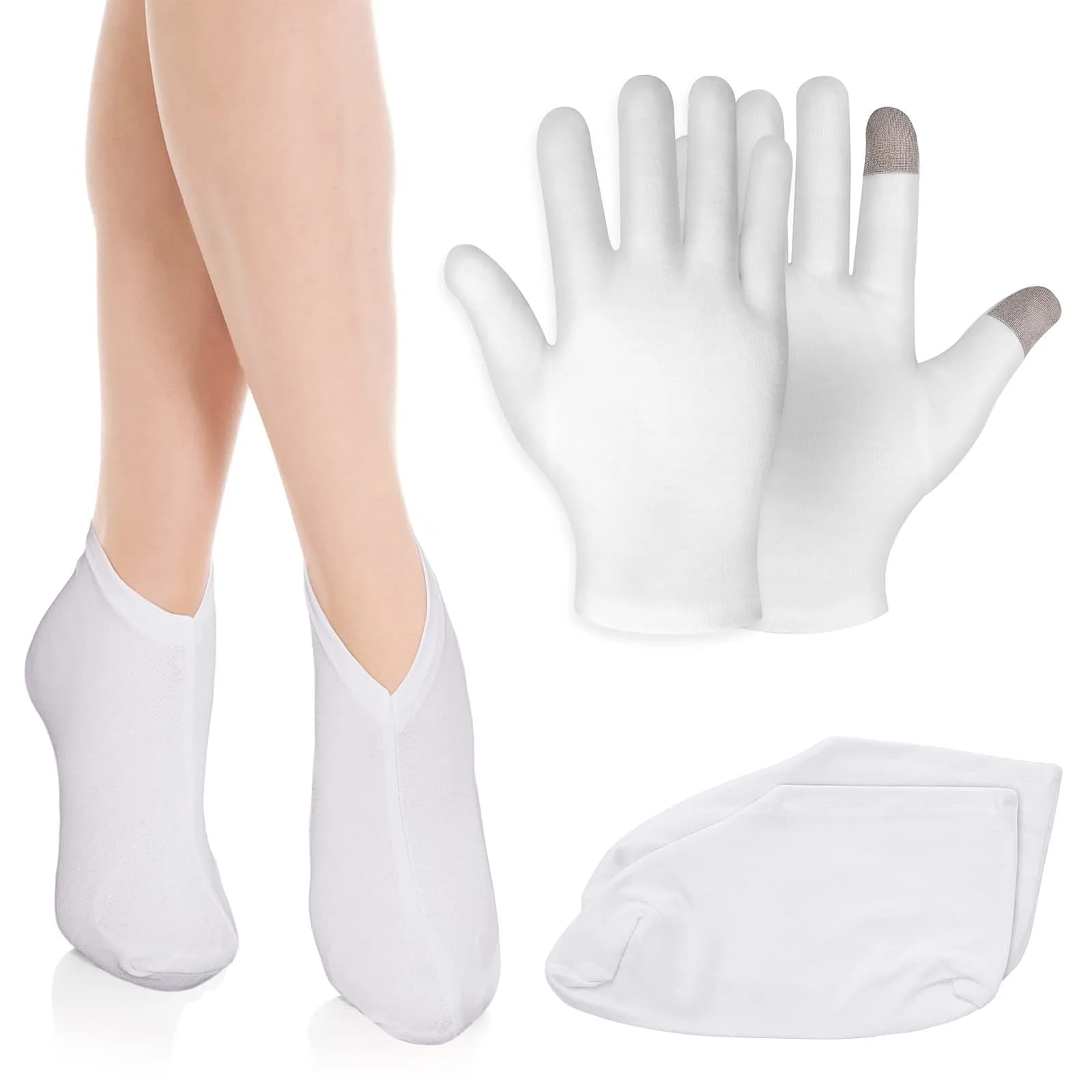 Sibba Moisturizing Gloves & Socks 2 Pairs | Overnight Hand & Foot Hydration for Dry Skin — 1 Sock and 1 Glove