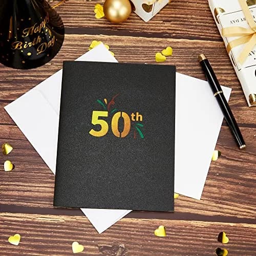 HOMANGA Happy 50th Birthday Pop Up Card | 6" x 8" Glitter Design for Milestone Celebration thumbnail 6