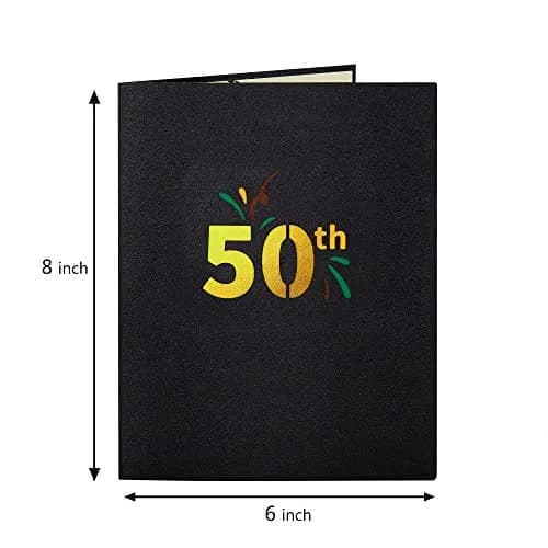 HOMANGA Happy 50th Birthday Pop Up Card | 6" x 8" Glitter Design for Milestone Celebration thumbnail 2