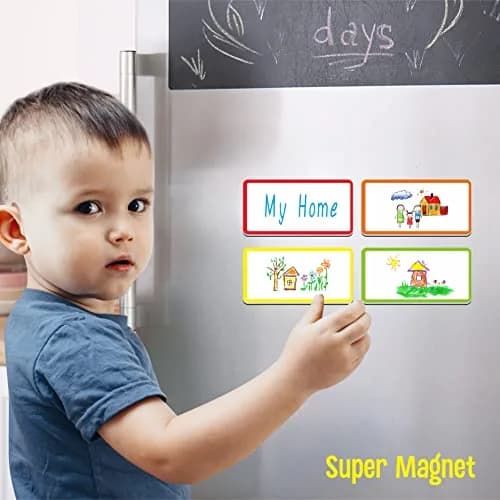 SpriteGru Magnetic Name Tag Label, 55 PCS, 2" x 1" | Reusable Neon Dry Erase Stickers for Whiteboards & Metal Surfaces thumbnail 5