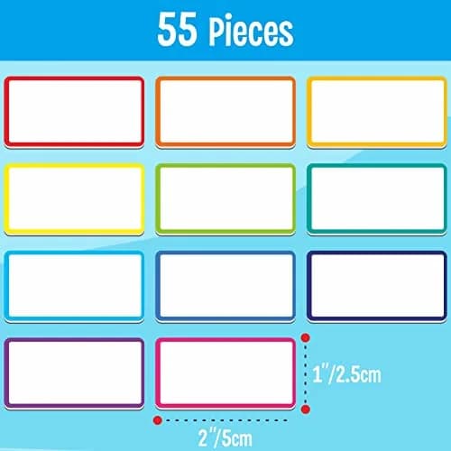 SpriteGru Magnetic Name Tag Label, 55 PCS, 2" x 1" | Reusable Neon Dry Erase Stickers for Whiteboards & Metal Surfaces thumbnail 2
