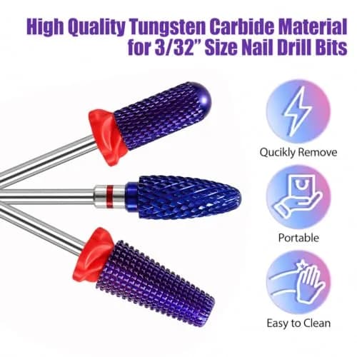 Depvko 3Pcs Carbide Nail Drill Bits | 5-in-1 & Cone Shape for Nail Art (70-120c) thumbnail 2