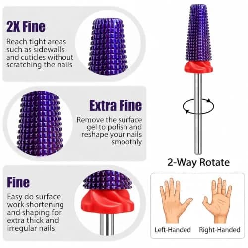 Depvko 3Pcs Carbide Nail Drill Bits | 5-in-1 & Cone Shape for Nail Art (70-120c) thumbnail 3