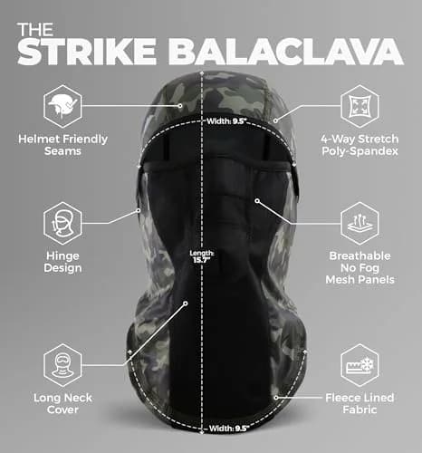 Tough Headwear Balaclava Ski Mask - Winter Face Cover for Men & Women - Green Camo | Cold Weather Snow Gear thumbnail 3