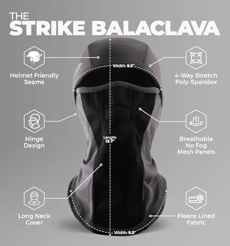 Tough Headwear Balaclava Ski Mask - Winter Face Cover for Men & Women - Cold Weather Snow Gear for Skiing, Snowboarding, Running & Motorcycle thumbnail 3