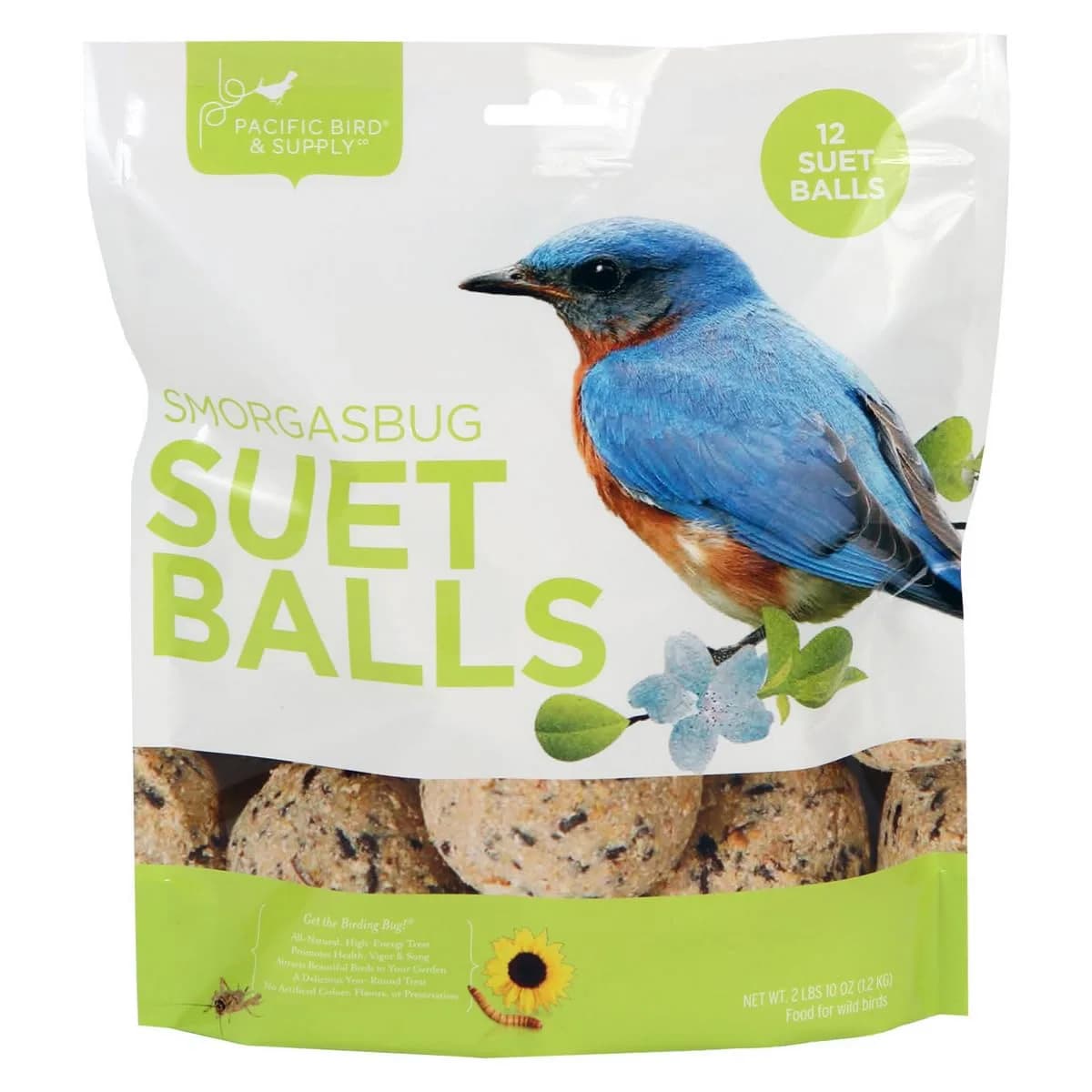 Pacific Bird & Supply Co. Smorgasbug Suet Balls, 12 pk | No Melt, High Protein Bird Food