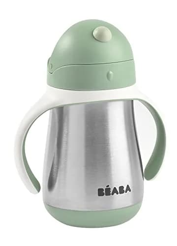 Béaba Stainless Steel Straw Sippy Cup with Removable Handles, Insulated Toddler Cup 250ml (8.5 oz) | Spill-Proof & BPA-Free thumbnail 3