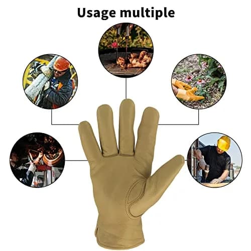 KKOYING Leather Work Gloves Waterproof Gardening Gloves for Men & Women Tough Cowhide Work Gloves with Adjustable Wrist (Small, 1 Pair) thumbnail 4