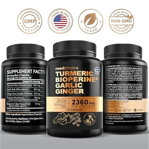 MEDCHOICE 4-in-1 Turmeric Joint Support with Garlic & BioPerine, 120ct | Supports Mobility & Joint Comfort thumbnail 8