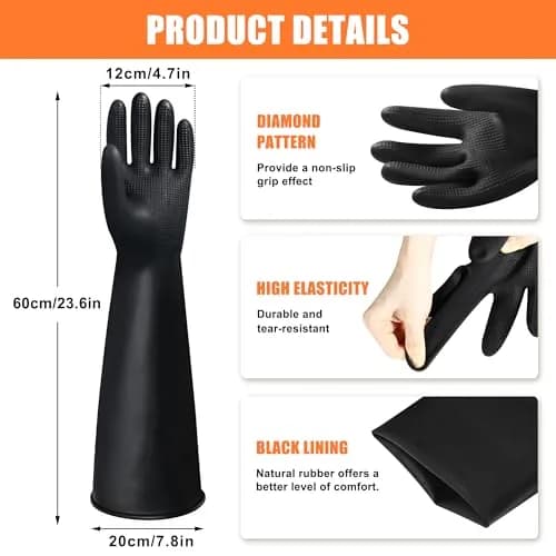 Nobgum 24 Inch Chemical Resistant Gloves | Heavy Duty Rubber Protection for Lab & Industrial Use thumbnail 2