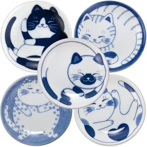 LOVE LOVE JAPAN Ceramic Cat Salad Plate Set 3.9 inch | Japanese Handmade Small Plates thumbnail 1
