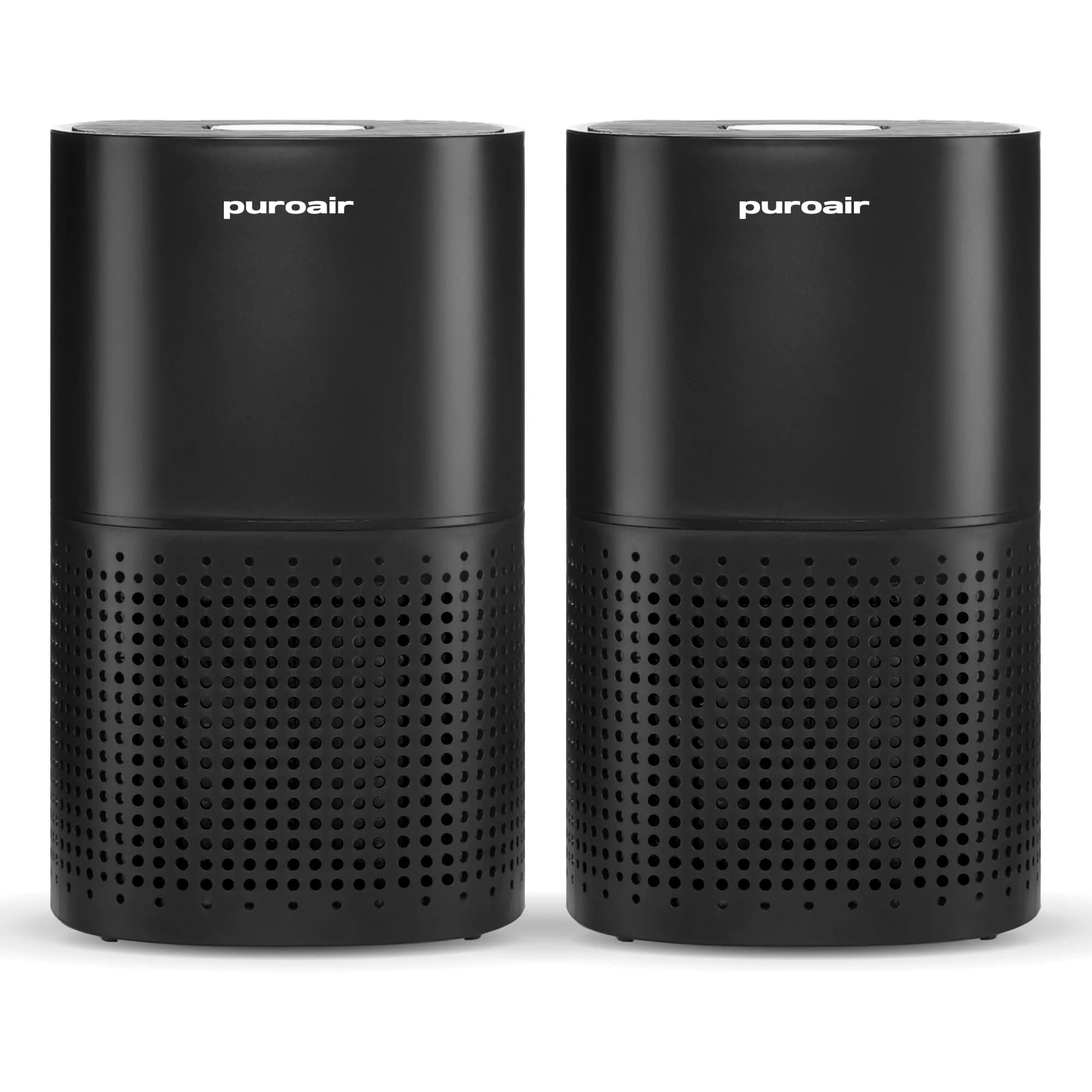 PuroAir 240 HEPA Air Purifiers for Home Pets Bedroom | Large Room 1000 sq ft, 2 Pack, Quiet & Certified — Black