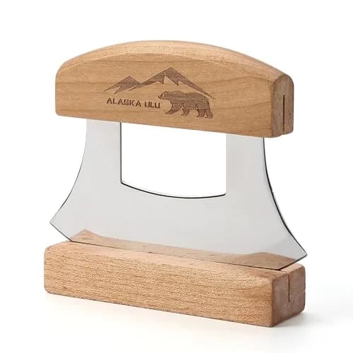 WiuCYS 5inch Alaskan Mezzaluna Ulu Knife | Sharp Salad & Veggie Chopper, Arthritic Friendly thumbnail 1
