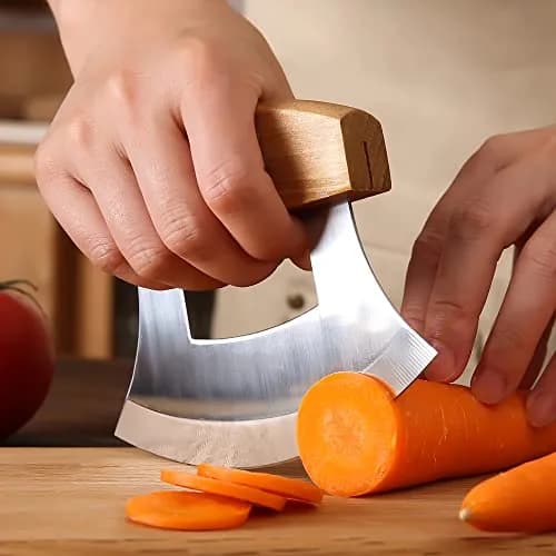 WiuCYS 5inch Alaskan Mezzaluna Ulu Knife | Sharp Salad & Veggie Chopper, Arthritic Friendly thumbnail 4