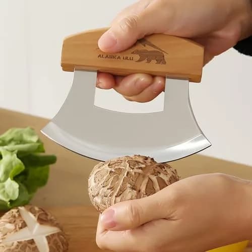 WiuCYS 5inch Alaskan Mezzaluna Ulu Knife | Sharp Salad & Veggie Chopper, Arthritic Friendly thumbnail 5