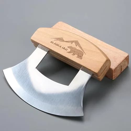 WiuCYS 5inch Alaskan Mezzaluna Ulu Knife | Sharp Salad & Veggie Chopper, Arthritic Friendly thumbnail 7