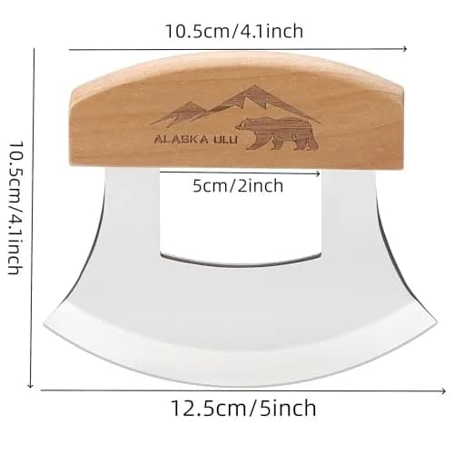 WiuCYS 5inch Alaskan Mezzaluna Ulu Knife | Sharp Salad & Veggie Chopper, Arthritic Friendly thumbnail 2