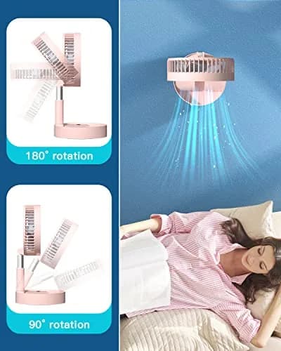AICase Folding Portable Telescopic Fan 7200mAh Battery | 4 Speeds, 39.3" Height, Pink thumbnail 5