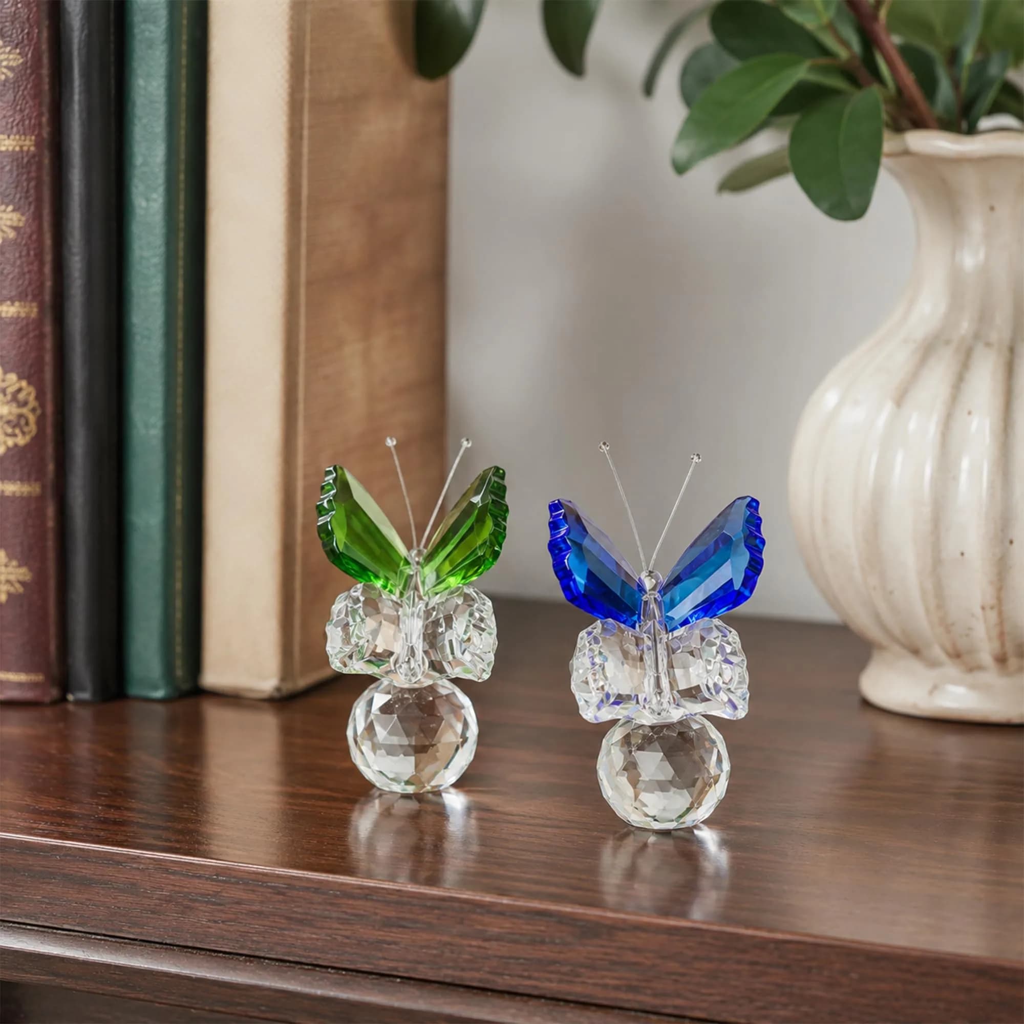 H&D HYALINE & DORA Crystal Butterfly Figurine Set 2 Glass Animal Ornament 5 cm (2*1.7 in) | Decorative Accent for Home & Office - view 5