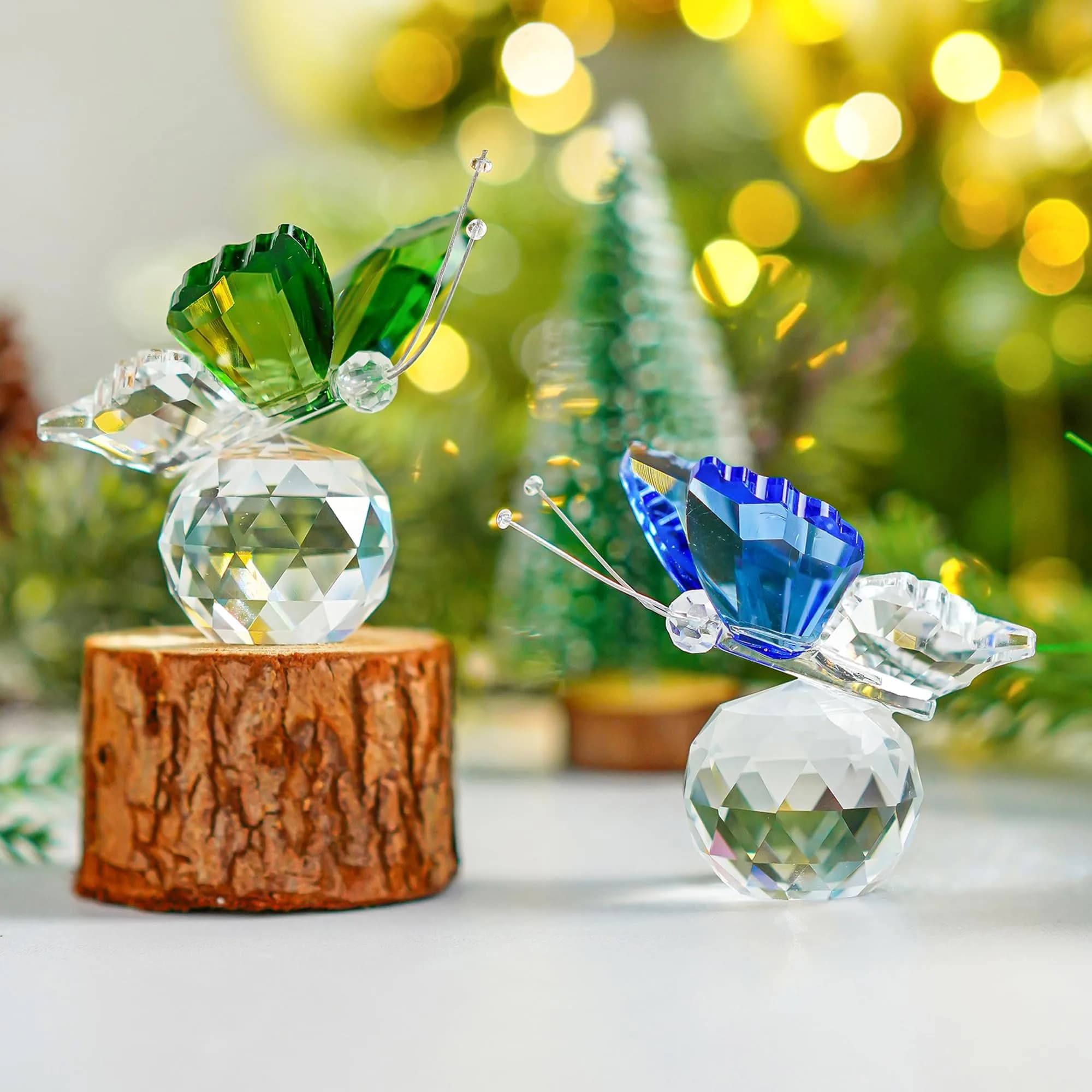 H&D HYALINE & DORA Crystal Butterfly Figurine Set 2 Glass Animal Ornament 5 cm (2*1.7 in) | Decorative Accent for Home & Office - view 7