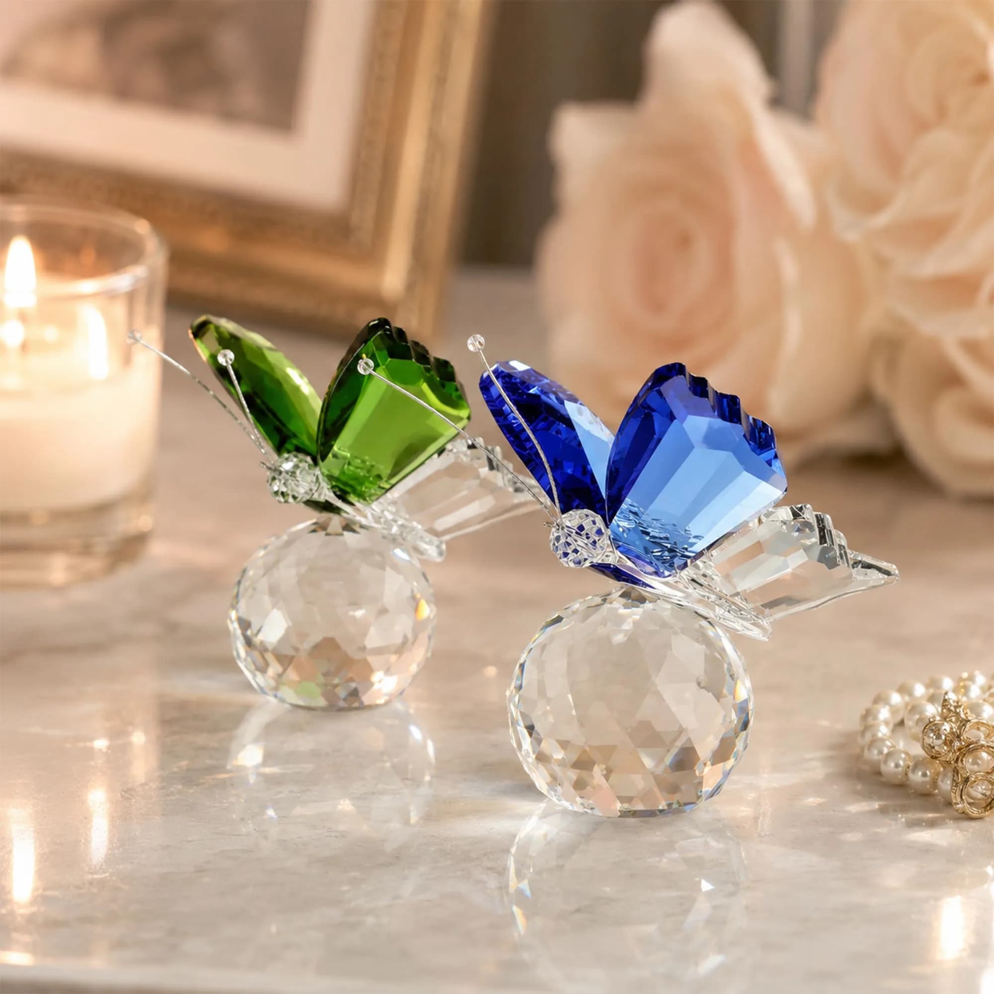 H&D HYALINE & DORA Crystal Butterfly Figurine Set 2 Glass Animal Ornament 5 cm (2*1.7 in) | Decorative Accent for Home & Office - view 9