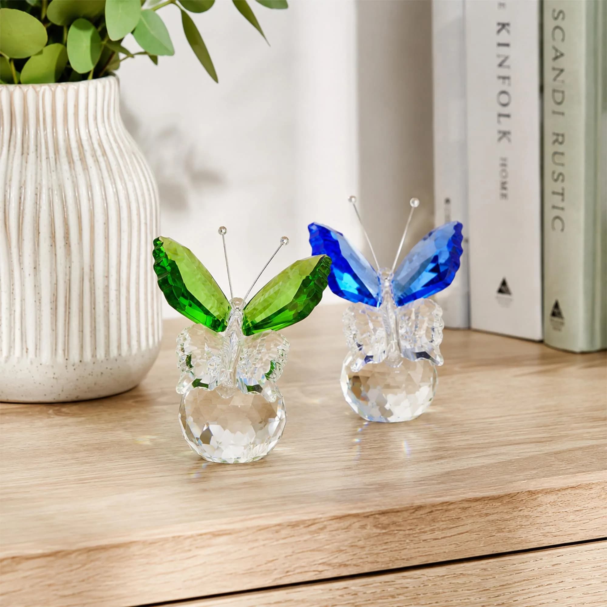 H&D HYALINE & DORA Crystal Butterfly Figurine Set 2 Glass Animal Ornament 5 cm (2*1.7 in) | Decorative Accent for Home & Office - view 3