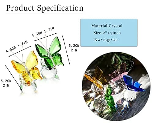 H&D HYALINE & DORA Crystal Butterfly Figurine Set 2 | 5.1 cm (2 in) Yellow & Green thumbnail 4